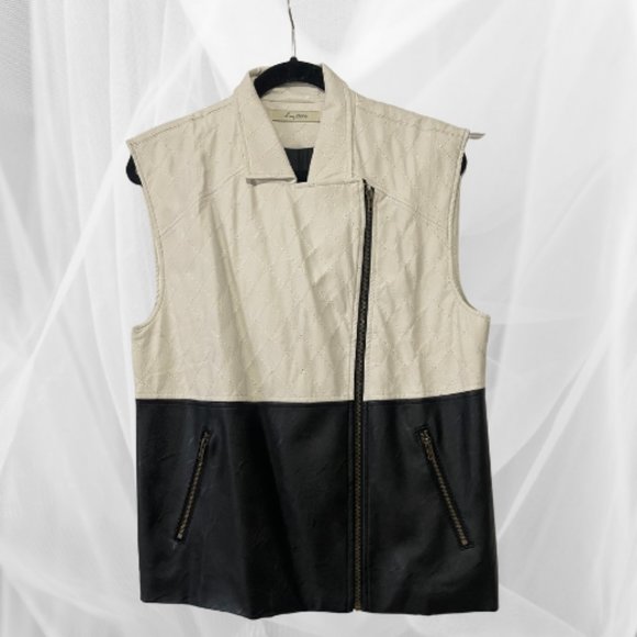 Black and white vegan leather vest NWT - Picture 2 of 4
